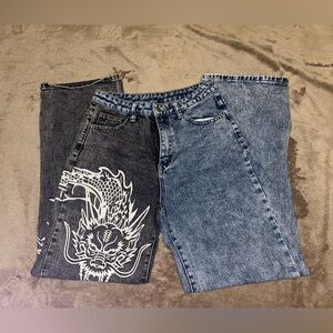 Women High Rise, light and dark gray. With Japanese Print